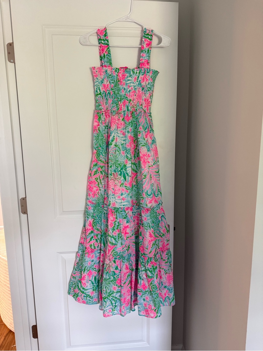 NWT Lilly Pulitzer Floral Smocked Maxi Dress - Pink & Green - Picture 4 of 5